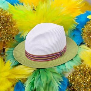 BIGALLI MEN'S "ORION" LIME GREEN PAPER BRAID CLASSIC FEDORA HAT. BIGA22024